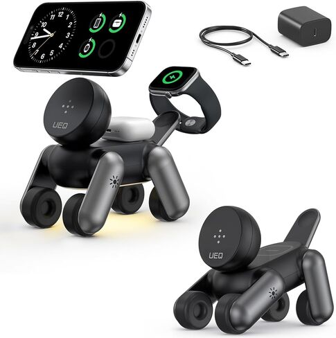 محطة شحن لاسلكية 3 في 1 لأجهزة Apple، حامل شاحن لاسلكي لطيف مغناطيسي قابل للطي وآمن مع ضوء ليلي لسلسلة iPhone 17 Air 16 15 14 13 12، AirPods 4 3 2 Pro، وساعة Apple in Kuwait