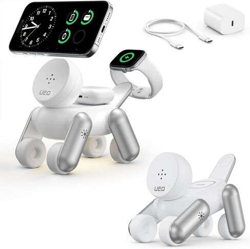 3 in 1 Wireless Charging Station for Apple Devices,Foldable Cute Magnetic Mag-Safe Wireless Charger Stand with Night Light for iPhone 17 Air 16 15 14 13 12 Series,AirPods 4 3 2 Pro,Apple Watch in Kuwait