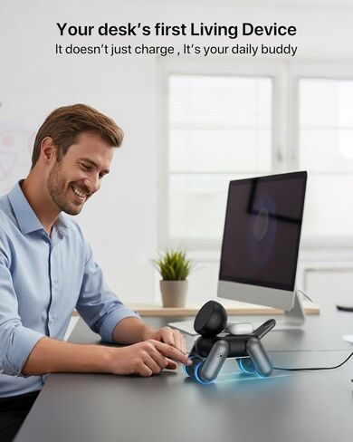 3 in 1 Wireless Charging Station for Apple Devices,Foldable Cute Magnetic Mag-Safe Wireless Charger Stand with Night Light for iPhone 17 Air 16 15 14 13 12 Series,AirPods 4 3 2 Pro,Apple Watch in Kuwait