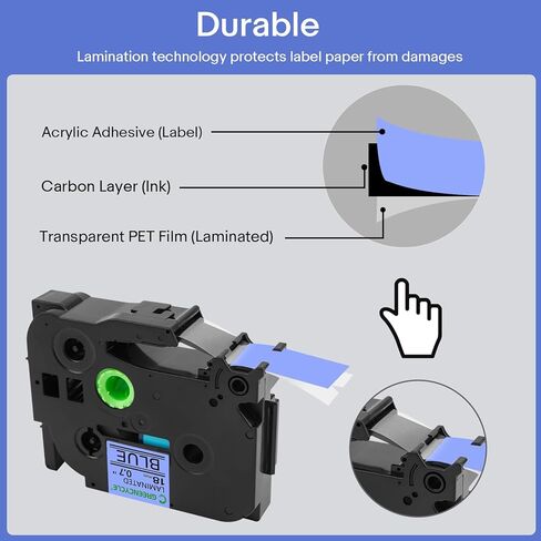 GREENCYCLE 5 عبوات متوافقة مع شريط TZe-541 TZe541 TZ541 TZ-541 AZE 18 مم 0.7 بوصة 3/4 بوصة أسود على شريط ملصق مصفح باللون الأزرق لـ PTD400، PTD400AD، PTD450، PTD600، PTP700، PTP710BT in Saudi Arabia