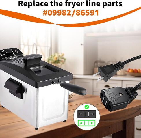 09982 Deep Fryer Power Cord for Presto FryDaddy and Granpappy Electric Fryers,Deep Fryer Cord Replacement for Presto 09982 85691 in Saudi Arabia