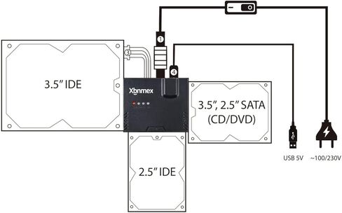 كابل IDE SATA إلى USB 3.0 USB إلى SATA أو IDE محول قارئ القرص الصلب لقرص القرص الصلب 2.5 بوصة/3.5 بوصة HDD مع محول طاقة تيار متردد خارجي 12 فولت 2 أمبير in Kuwait