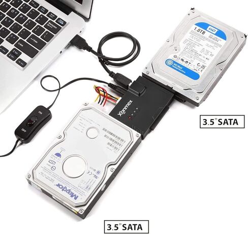 كابل IDE SATA إلى USB 3.0 USB إلى SATA أو IDE محول قارئ القرص الصلب لقرص القرص الصلب 2.5 بوصة/3.5 بوصة HDD مع محول طاقة تيار متردد خارجي 12 فولت 2 أمبير in Kuwait
