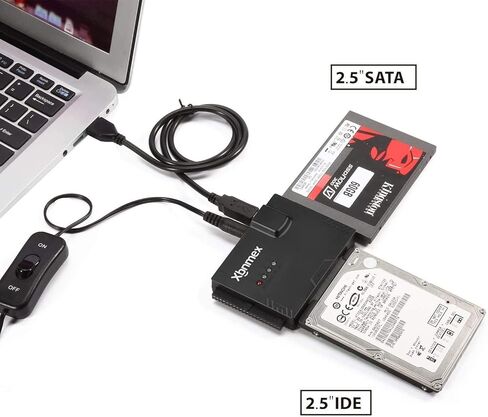 كابل IDE SATA إلى USB 3.0 USB إلى SATA أو IDE محول قارئ القرص الصلب لقرص القرص الصلب 2.5 بوصة/3.5 بوصة HDD مع محول طاقة تيار متردد خارجي 12 فولت 2 أمبير in Kuwait