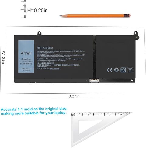 41Wh G91J0 استبدال بطارية الكمبيوتر المحمول Dell Latitude 3520 3420 3320 3330 Inspiron 3510 3511 3515 3525 3530 5310 5410 5418 5510 5515 5518 14 Plus 7420 7415 2 في 1 Vostro 5620 5625 دفتر. in Kuwait