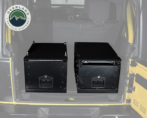 Overland Vehicle Systems Cargo Box With Slide Out Drawer Size - Two Stage Dual Black Powder Coat Universal Fitment - Marine Grade Stainless Steel Hardware in Kuwait