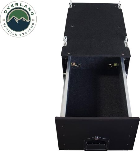 Overland Vehicle Systems Cargo Box With Slide Out Drawer Size - Two Stage Dual Black Powder Coat Universal Fitment - Marine Grade Stainless Steel Hardware in Kuwait