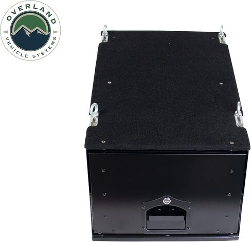 Overland Vehicle Systems Cargo Box With Slide Out Drawer Size - Two Stage Dual Black Powder Coat Universal Fitment - Marine Grade Stainless Steel Hardware in Kuwait