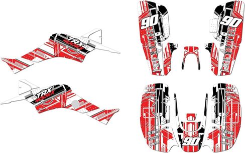 مجموعة رسومات لسيارة Honda TRX400EX (1999-2004) سلسلة المستقبل باللون الأحمر 16 ميل - مجموعة ملصقات رسومات السباق المخصصة ATV UTV، بدون بلاستيك in Saudi Arabia