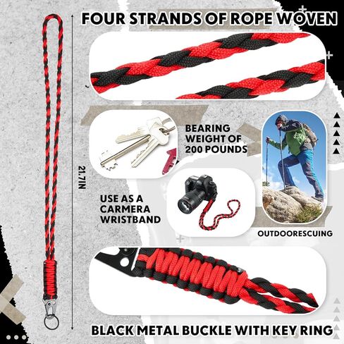 SATINIOR 3 Pieces Paracord Lanyard Keychains Braided Wrist Strap for Men Women Outdoor Survival Parachute Rope Lanyard Keychain with Heavy Duty Braided Paracord Set in Saudi Arabia