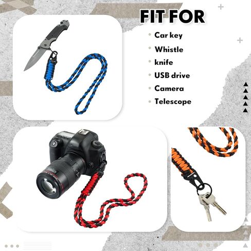 SATINIOR 3 Pieces Paracord Lanyard Keychains Braided Wrist Strap for Men Women Outdoor Survival Parachute Rope Lanyard Keychain with Heavy Duty Braided Paracord Set in Saudi Arabia