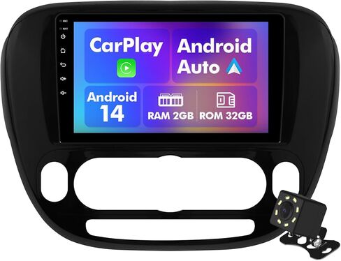 راديو سيارة Android 14 لسيارة 2+32G Kia Soul 2014-2019 9 بوصة 1280 * 720 شاشة لمس ستيريو للسيارة مع Carplay Android Auto Backup Camera Mirror Link GPS Navigation WiFi 6 Bluetooth 5.4 FM SWC in Kuwait