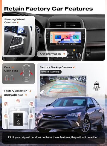 Dasaita 10.33" Car Stereo for Toyota Camry 2015-2017, Wireless CarPlay & Android Auto, 6GB+64GB Head Unit with 4G LTE, 5G WiFi, Touchscreen Radio, Android 13 in Saudi Arabia
