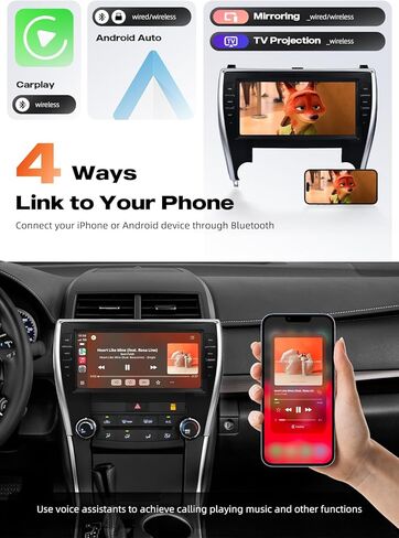 Dasaita 10.33" Car Stereo for Toyota Camry 2015-2017, Wireless CarPlay & Android Auto, 6GB+64GB Head Unit with 4G LTE, 5G WiFi, Touchscreen Radio, Android 13 in Saudi Arabia