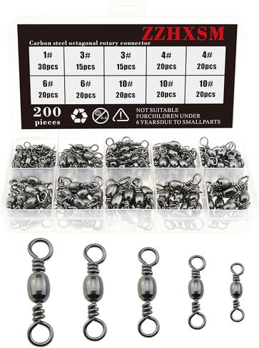 200PCS 5 Sizes Carbon Steel Swivel Connectors Fishing Bucket Swivel Ball Bearing Fishing Swivel Fishing Gear Hook and Line Connector in Saudi Arabia