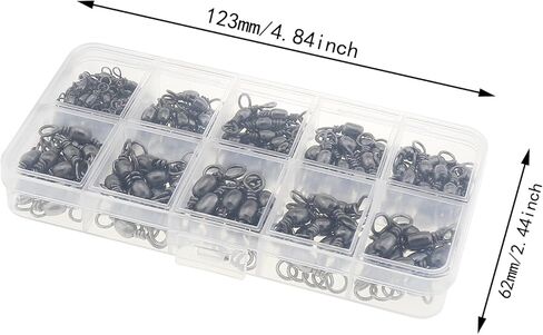 200PCS 5 Sizes Carbon Steel Swivel Connectors Fishing Bucket Swivel Ball Bearing Fishing Swivel Fishing Gear Hook and Line Connector in Saudi Arabia