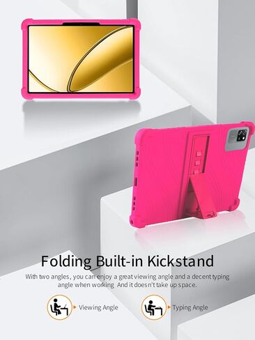 حافظة أجهزة لوحية Blackview Tab 60 pro مقاس 10 بوصة، حامل من السيليكون الناعم BOVUGAC قابل للتعديل مضاد للصدمات مناسب للأطفال لأجهزة Blackview Tab 60 pro (Rosered) in Kuwait