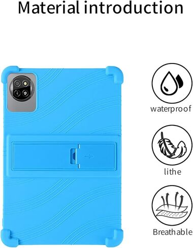 حافظة كمبيوتر لوحي Blackview Tab 20 WiFi مقاس 10.1 بوصة، حامل من السيليكون الناعم BOVUGAC قابل للتعديل مضاد للصدمات مناسب للأطفال لجهاز Tab 20 WiFi 10.1 بوصة (أزرق سماوي) in Kuwait