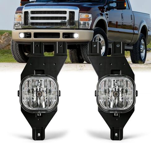 Professional Fog Light Assembly, Clear Waterproof Front Lights Compatible with 1999-2004 Ford F250 F350 Super Duty, 2001-2004 Excursion DOT Approved in Saudi Arabia