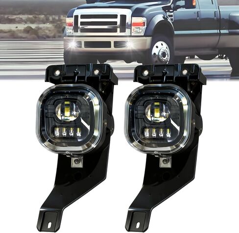 Professional Fog Light Assembly, Clear Waterproof Front Lights Compatible with 1999-2004 Ford F250 F350 Super Duty, 2001-2004 Excursion DOT Approved in Saudi Arabia