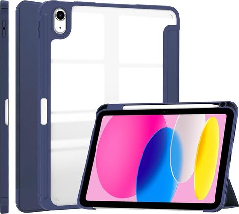 حافظة لجهاز iPad (A16) الجيل الحادي عشر مقاس 11 بوصة 2025/جهاز iPad الجيل العاشر 10.9 بوصة 2022، غطاء حماية بحامل ثلاثي الطي مع حامل أقلام، غطاء خلفي شفاف من البولي كربونات الصلب للاستيقاظ/النوم التلقائي - أخضر داكن in Saudi Arabia