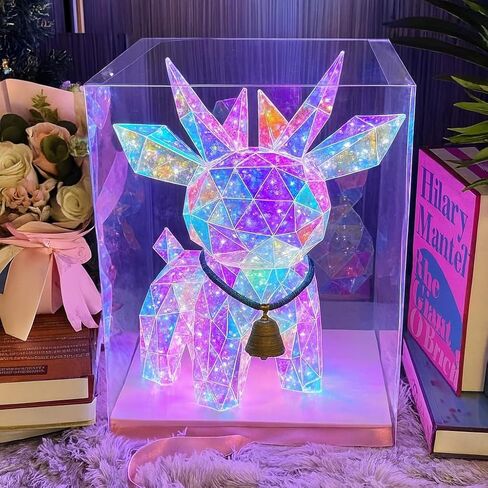 LED Valentines Romantic Gift Teddy Bear Night Light, Holographic Iridescent Design, Nursery Decor Display Box with Ribbon (Red Heart, Medium) in Saudi Arabia