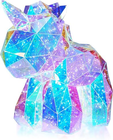 LED Valentines Romantic Gift Teddy Bear Night Light, Holographic Iridescent Design, Nursery Decor Display Box with Ribbon (Red Heart, Medium) in Saudi Arabia