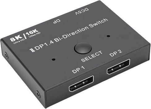 محول DisplayPort، محول ثنائي الاتجاه 16K 1.4 2 في 1 خارج 8K 120 هرتز 4K 240 هرتز مع دعم HDR10، لأجهزة الكمبيوتر المخصصة للألعاب وشاشات 4K in Kuwait