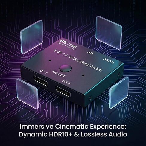 محول DisplayPort، محول ثنائي الاتجاه 16K 1.4 2 في 1 خارج 8K 120 هرتز 4K 240 هرتز مع دعم HDR10، لأجهزة الكمبيوتر المخصصة للألعاب وشاشات 4K in Kuwait