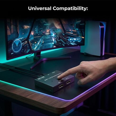 محول DisplayPort، محول ثنائي الاتجاه 16K 1.4 2 في 1 خارج 8K 120 هرتز 4K 240 هرتز مع دعم HDR10، لأجهزة الكمبيوتر المخصصة للألعاب وشاشات 4K in Kuwait