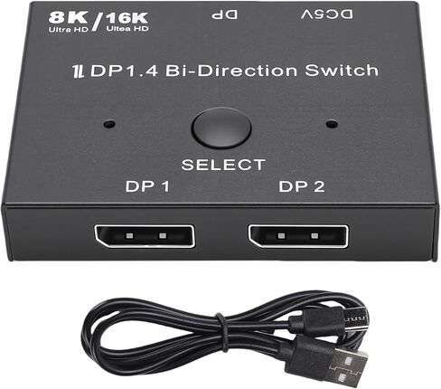 محول DisplayPort، محول ثنائي الاتجاه 16K 1.4 2 في 1 خارج 8K 120 هرتز 4K 240 هرتز مع دعم HDR10، لأجهزة الكمبيوتر المخصصة للألعاب وشاشات 4K in Kuwait