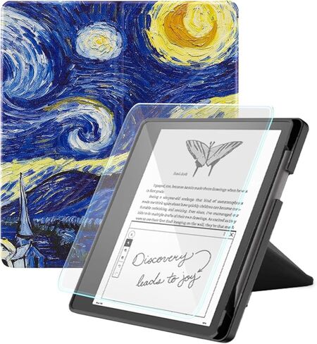 حافظة لجهاز Kindle Scribe، تتضمن واقي شاشة، وغطاء حامل من جلد البولي يوريثان الفاخر مع خاصية النوم/الاستيقاظ التلقائي وحامل أقلام لجهاز Kindle Scribe مقاس 10.2 بوصة (إصدار 2022/2024)، أخضر داكن in Kuwait