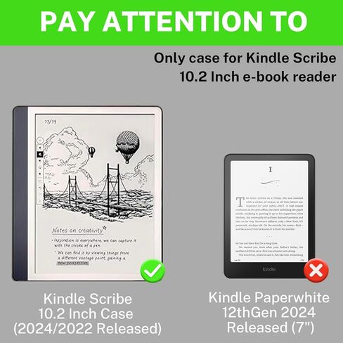 حافظة لجهاز Kindle Scribe، تتضمن واقي شاشة، وغطاء حامل من جلد البولي يوريثان الفاخر مع خاصية النوم/الاستيقاظ التلقائي وحامل أقلام لجهاز Kindle Scribe مقاس 10.2 بوصة (إصدار 2022/2024)، أخضر داكن in Kuwait