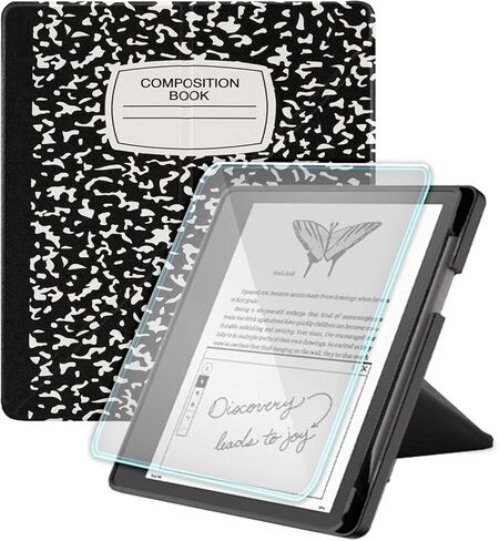 حافظة لجهاز Kindle Scribe، تتضمن واقي شاشة، وغطاء حامل من جلد البولي يوريثان الفاخر مع خاصية النوم/الاستيقاظ التلقائي وحامل أقلام لجهاز Kindle Scribe مقاس 10.2 بوصة (إصدار 2022/2024)، أخضر داكن in Kuwait