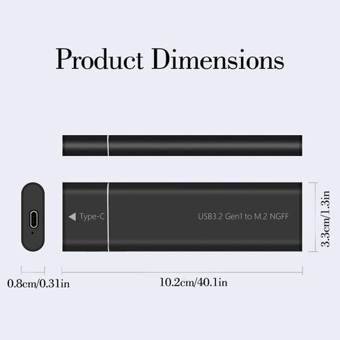 حاوية القرص الصلب - بروتوكول NGFF/SATA، واجهة USB، نقل عالي السرعة 5 جيجابت في الثانية، يدعم محركات الأقراص الصلبة 8 تيرابايت، تصميم هيكل معدني أنيق، مناسب لأجهزة الكمبيوتر المحمولة وأجهزة الكمبيوتر (أسود) in Saudi Arabia