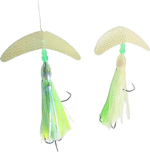ملعقة بديلة من Great Lakes Glow Smile Blade®، سمك السلمون المرقط، Trolling Fly Hoochie Spoon، عبوتين in Kuwait