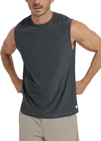 ODODOS Men's Performance Sleeveless Shirts - Stratum Tech Tank Top Ultra Soft Moisture Wicking UPF 50+ Workout Muscle Tee in Saudi Arabia