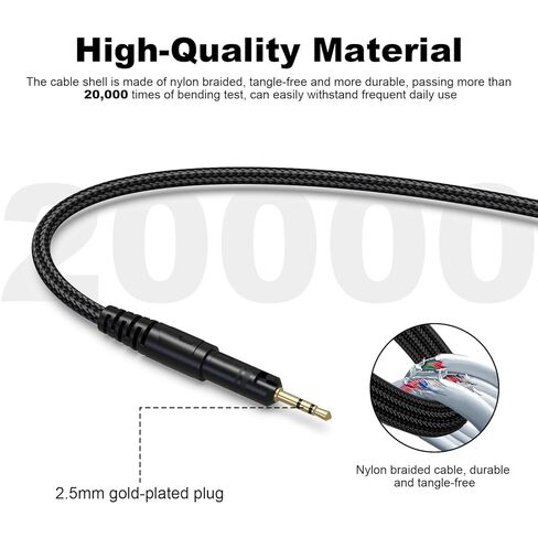 كابل صوت USB C بديل إلى 2.5 مم متوافق مع Audio Technica ATH-M40x، ATH-M50x، ATH-M60x، سماعة رأس ATH-M70x، سلك Aux لهاتف iPhone 15/16، iPad، Samsung، الكمبيوتر الشخصي، الهاتف الذكي in Saudi Arabia