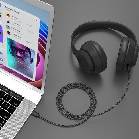 كابل صوت USB C بديل إلى 2.5 مم متوافق مع Audio Technica ATH-M40x، ATH-M50x، ATH-M60x، سماعة رأس ATH-M70x، سلك Aux لهاتف iPhone 15/16، iPad، Samsung، الكمبيوتر الشخصي، الهاتف الذكي in Saudi Arabia