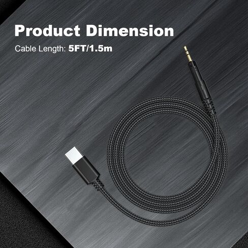كابل صوت USB C بديل إلى 2.5 مم متوافق مع Audio Technica ATH-M40x، ATH-M50x، ATH-M60x، سماعة رأس ATH-M70x، سلك Aux لهاتف iPhone 15/16، iPad، Samsung، الكمبيوتر الشخصي، الهاتف الذكي in Saudi Arabia