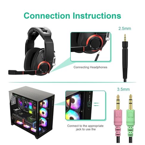 Toxaoii GSP 600 Cable Replacement Audio Cable for Sennheiser GSP 670, GSP 600, GSP 500, GSP 350, PC 373D, Game One, Game Zero, G4ME ONE Headphone, 2.5 to 3.5 mm Aux Cord 6.5 FT in Saudi Arabia