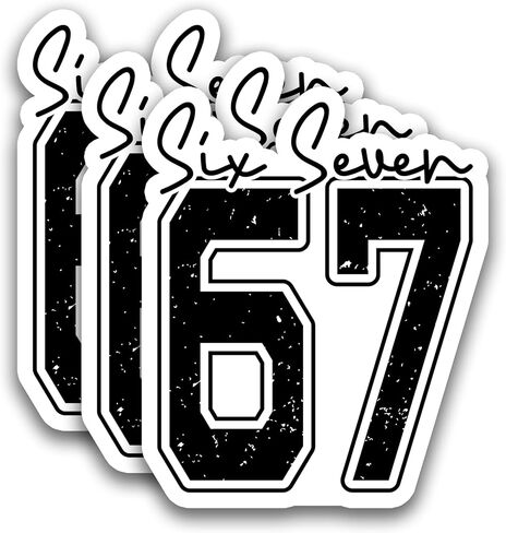 (3Pcs) Funny Six Seven 67 Stickers 6 7 Meme Vinyl Decals Waterproof for Laptop, Water Bottle, Phone Case, Tumbler, Helmet, Scrapbooking, 3" x 2.8" in Saudi Arabia