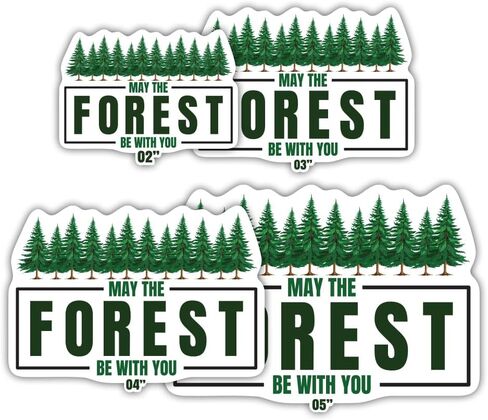 May The Forest Be with You Stickers – Pack of 4 Combo Sizes (2", 3", 4", 5") – Waterproof Vinyl Decals for Car, Laptop, Water Bottle, Outdoors – Cute Nature & Forest Theme Sticker Pack in Saudi Arabia