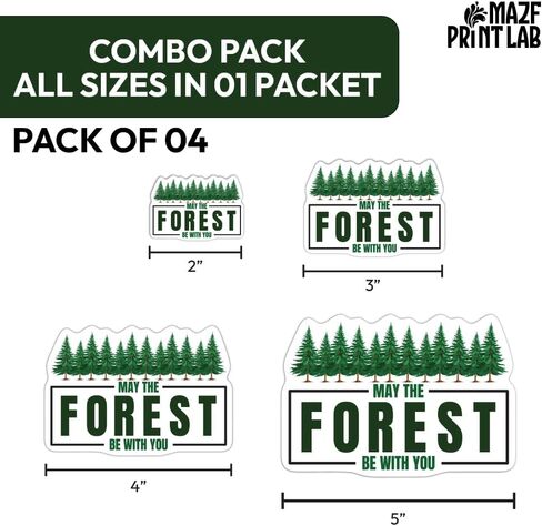 May The Forest Be with You Stickers – Pack of 4 Combo Sizes (2", 3", 4", 5") – Waterproof Vinyl Decals for Car, Laptop, Water Bottle, Outdoors – Cute Nature & Forest Theme Sticker Pack in Saudi Arabia