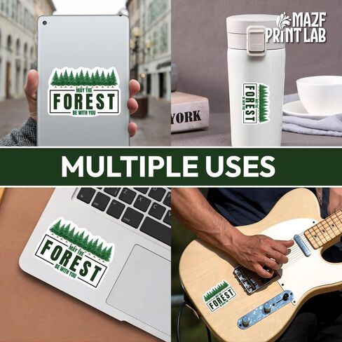 May The Forest Be with You Stickers – Pack of 4 Combo Sizes (2", 3", 4", 5") – Waterproof Vinyl Decals for Car, Laptop, Water Bottle, Outdoors – Cute Nature & Forest Theme Sticker Pack in Saudi Arabia
