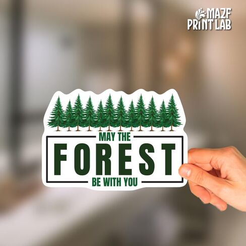 May The Forest Be with You Stickers – Pack of 4 Combo Sizes (2", 3", 4", 5") – Waterproof Vinyl Decals for Car, Laptop, Water Bottle, Outdoors – Cute Nature & Forest Theme Sticker Pack in Saudi Arabia