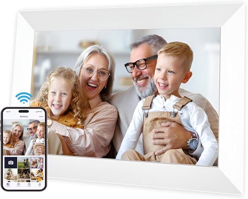 8" WiFi Digital Photo Frame (White) – HD IPS Touchscreen, Instant Remote App Photo & Video Sharing, 16GB Storage, No Subscription Fees, Auto-Rotation, White in Saudi Arabia