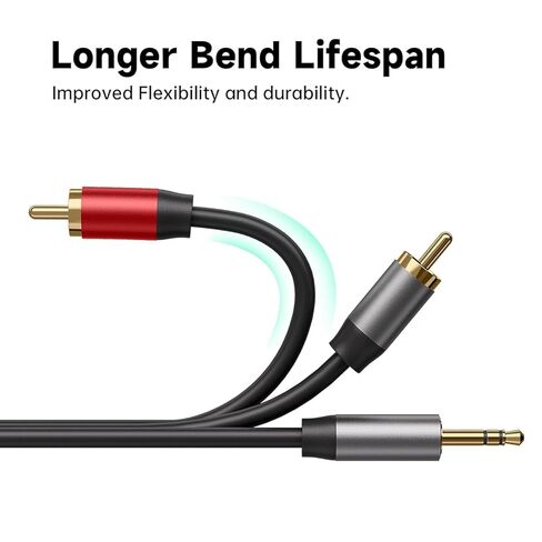 كابل Vancle 3.5 مم إلى 2RCA، محول مقبس سماعة رأس 4.9 قدم Aux إلى 2RCA ذكر إلى ذكر، سلك مساعد مقسم ستيريو HiFi 1/8 Y للهواتف، ومكبرات الصوت، والكمبيوتر اللوحي، وMP3، ومكبرات الصوت، HDTV in Saudi Arabia