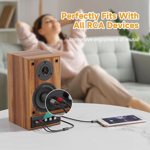 كابل Vancle 3.5 مم إلى 2RCA، محول مقبس سماعة رأس 4.9 قدم Aux إلى 2RCA ذكر إلى ذكر، سلك مساعد مقسم ستيريو HiFi 1/8 Y للهواتف، ومكبرات الصوت، والكمبيوتر اللوحي، وMP3، ومكبرات الصوت، HDTV in Saudi Arabia