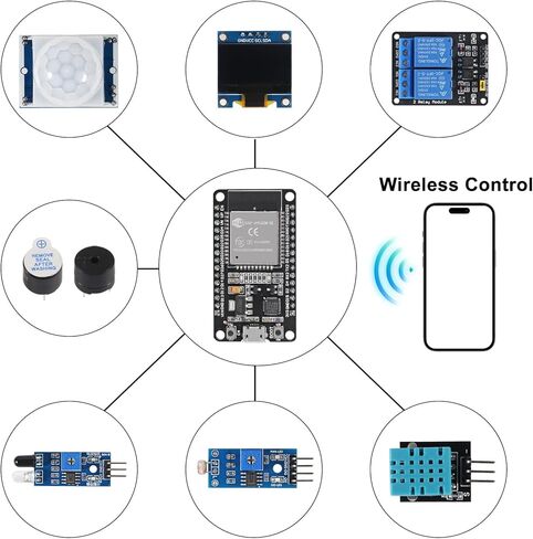 95 قطعة من مجموعة المبتدئين الأساسية لـ ESP32 ESP-32S WiFi Development Kit لمجموعة Arduino Project Learning Kit مع البرامج التعليمية ESP32 Kit مع صندوق in Saudi Arabia